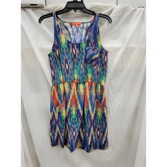 glam Dresses & Skirts - NWOT Glam Boutique SMALL T Back Rainbow Stripe 100% Silk Mini Dress 123094